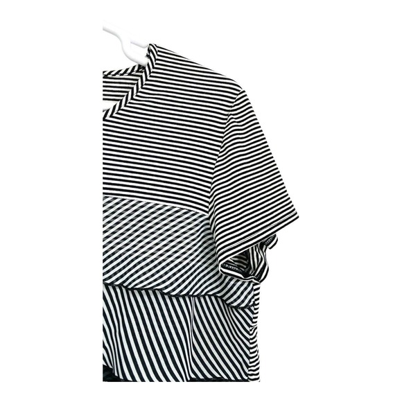 Alfred Dunner Womens B-W Shirt Striped Short Sleeve Stretch Scoop Neck Ruffled L - Picture 4 of 7